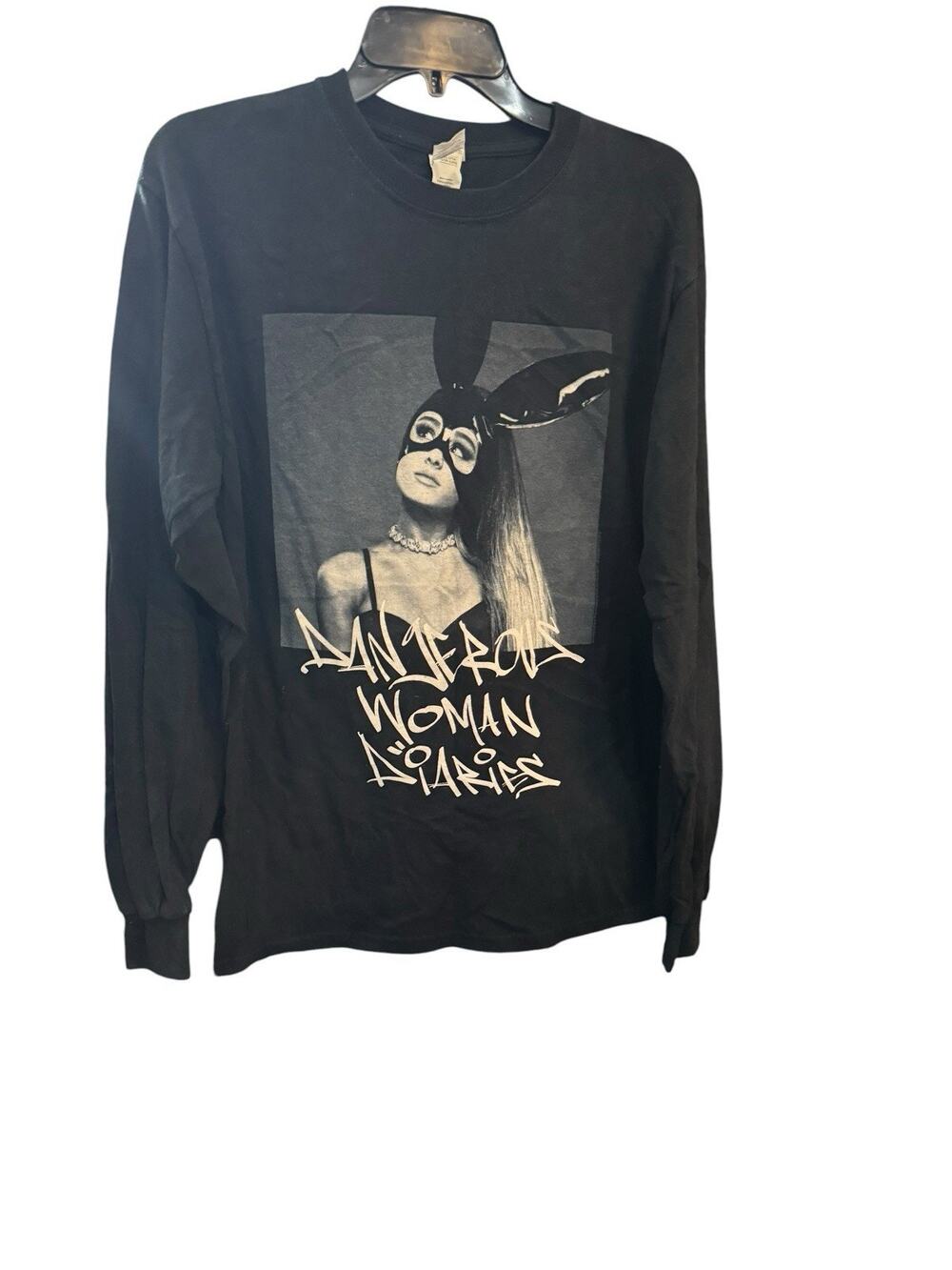 Rare Ariana Grande Dangerous Woman Diaries Long Sleeve Shirt Medium Black